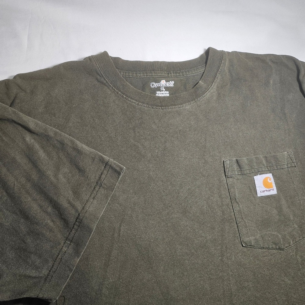 Carhartt Mens K87 OLV Workwear Pocket T-Shirt Olive Green XL